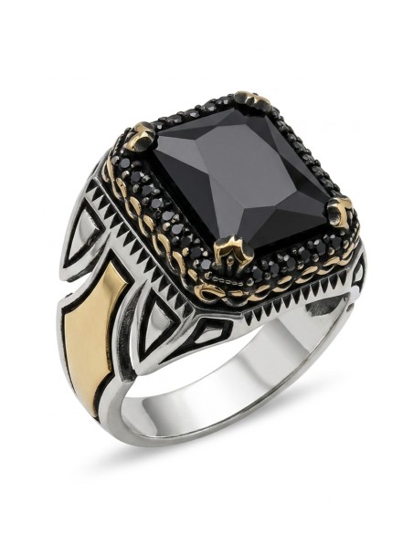 ANILLOS PLATA DE HOMBRE SELLO PIEDRA NEGRA | JOYA CABALLERO