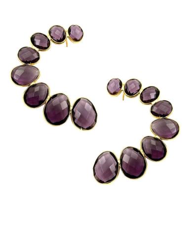 PENDIENTES MORADOS DE PIEDRA FACETADA PARA BODAS | GALA JOYA MUJER