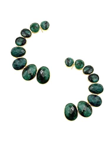 PENDIENTES VERDE OSCURO PIEDRA FACETADA PARA BODAS | GALA JOYA MUJER