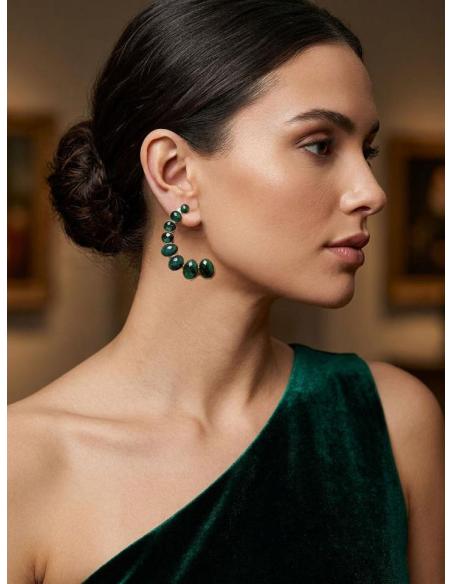 PENDIENTES VERDE OSCURO PIEDRA FACETADA PARA BODAS | GALA JOYA MUJER