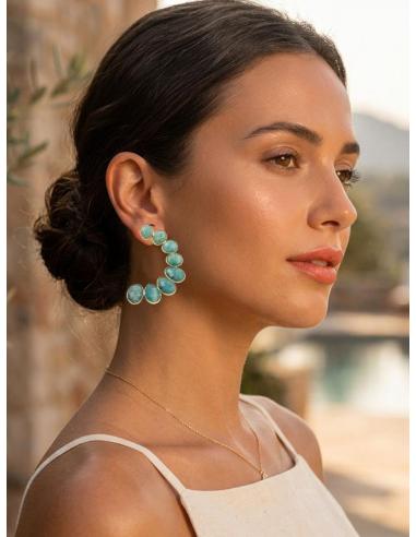 PENDIENTES VERDE AGUA PIEDRA FACETADA PARA BODAS | GALA JOYA MUJER