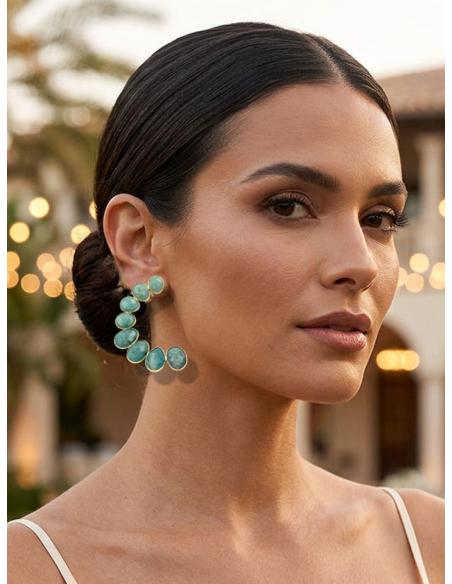PENDIENTES VERDE AGUA PIEDRA FACETADA PARA BODAS | GALA JOYA MUJER