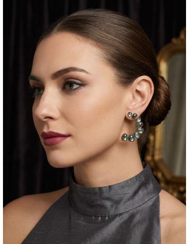 PENDIENTES VERDE CAZA PIEDRA LABRADORITA FACETADA PARA BODAS | GALA JOYA MUJER