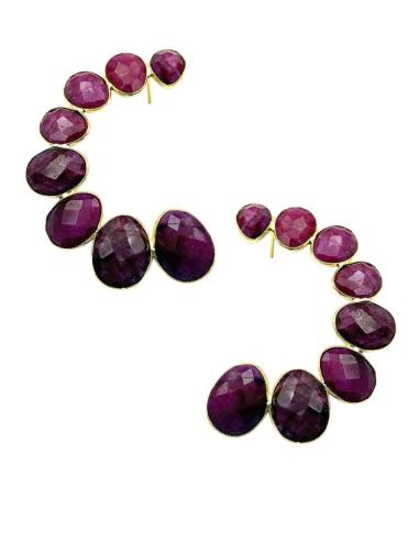 PENDIENTES PIEDRA FACETADA BUGAMBILIA PARA BODAS | GALA JOYA MUJER