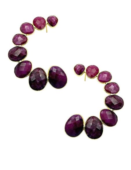 PENDIENTES PIEDRA FACETADA BUGAMBILIA PARA BODAS | GALA JOYA MUJER
