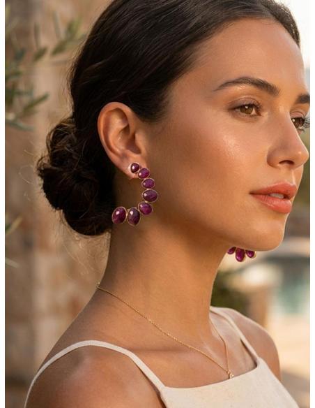 PENDIENTES PIEDRA FACETADA BUGAMBILIA PARA BODAS | GALA JOYA MUJER