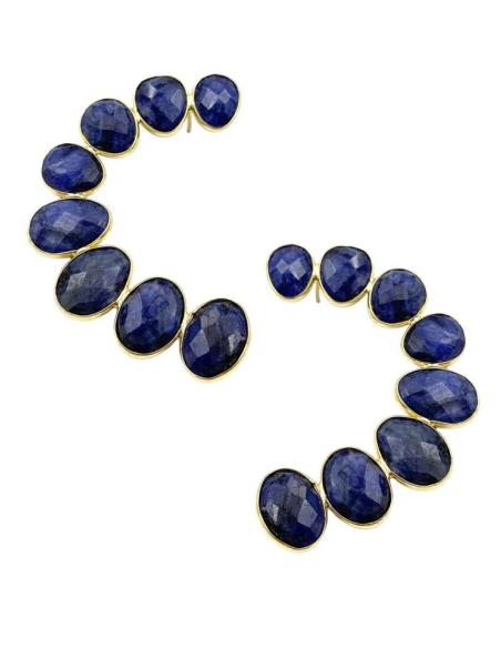 PENDIENTES PIEDRA FACETADA AZUL MARINO PARA BODAS | GALA JOYA MUJER