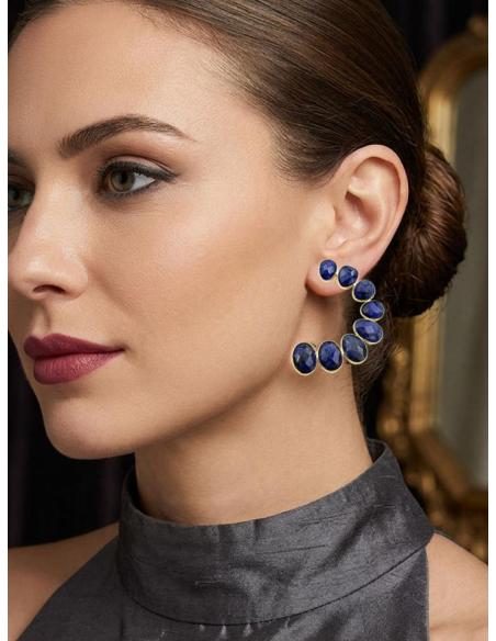 PENDIENTES PIEDRA FACETADA AZUL MARINO PARA BODAS | GALA JOYA MUJER