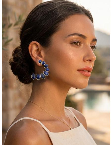 PENDIENTES PIEDRA FACETADA AZUL MARINO PARA BODAS | GALA JOYA MUJER