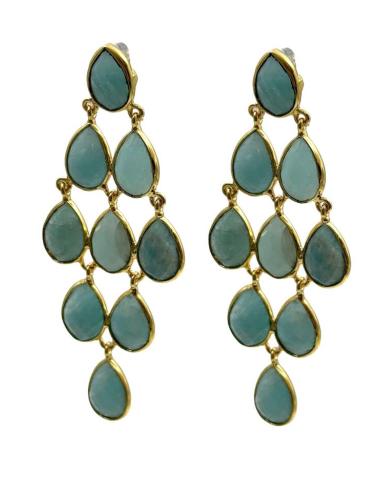 PENDIENTE INVITADA DE BODA PIEDRA VERDE AGUA | JOYA MUJER