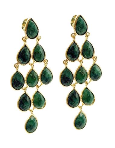 PENDIENTE INVITADA DE BODA PIEDRA ESMERALDA VERDE | JOYA MUJER