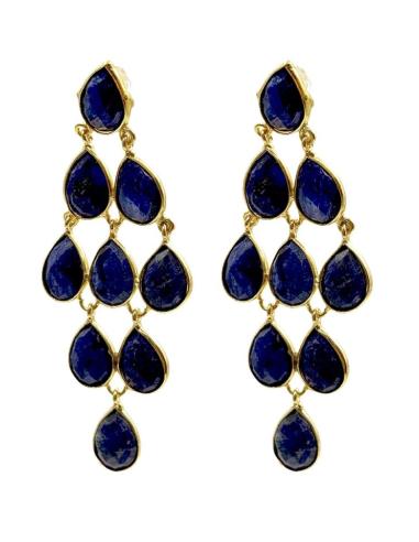 PENDIENTE INVITADA DE BODA PIEDRA LAPISLAZULI AZUL MARINO | JOYA MUJER