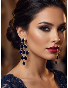 PENDIENTE INVITADA DE BODA PIEDRA LAPISLAZULI AZUL MARINO | JOYA MUJER 2