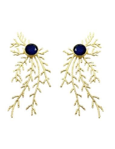 PENDIENTES LARGOS DORADOS PIEDRA AZUL CLARO | INVITADA BODA,GALA