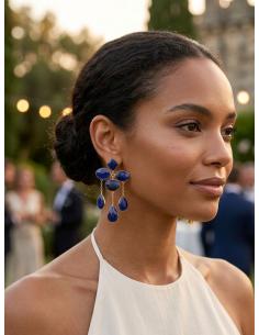 PENDIENTES MUJER DE DISEÑO CON PIEDRA AZUL MARINO LAPISLAZULI | INVITADA BODA,GALA 2