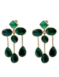 PENDIENTES MUJER DE DISEÑO CON PIEDRA VERDE ESMERALDA| INVITADA BODA,GALA