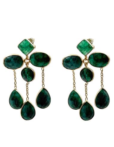 PENDIENTES MUJER DE DISEÑO CON PIEDRA VERDE ESMERALDA| INVITADA BODA,GALA