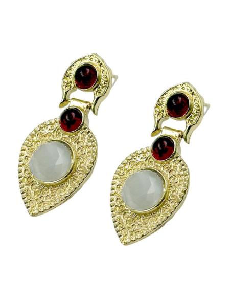 ELEGANTES PENDIENTES MUJER GRANATE Y GRIS | MADRINA INVITADA