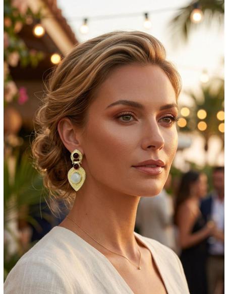 ELEGANTES PENDIENTES MUJER GRANATE Y GRIS | MADRINA INVITADA