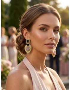 ELEGANTES PENDIENTES MUJER ROSA Y NEGRO | MADRINA INVITADA 2