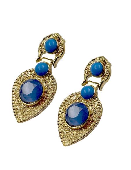 ELEGANTES PENDIENTES MUJER DE PIEDRA AZUL | MADRINA INVITADA