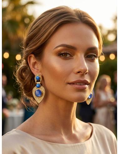 ELEGANTES PENDIENTES MUJER DE PIEDRA AZUL | MADRINA INVITADA