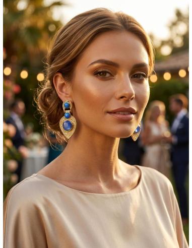 ELEGANTES PENDIENTES MUJER DE PIEDRA AZUL | MADRINA INVITADA