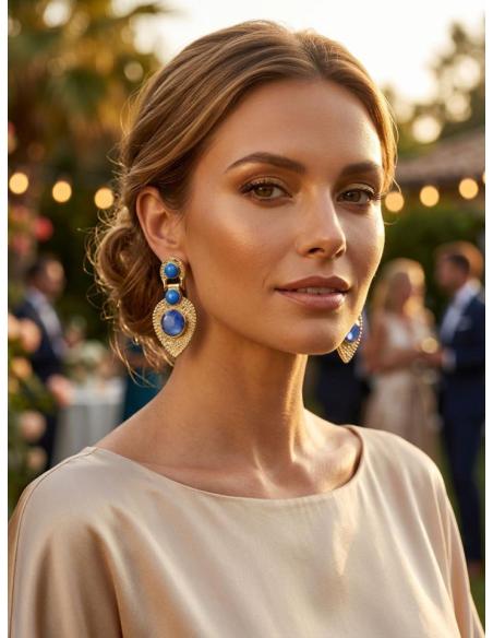 ELEGANTES PENDIENTES MUJER DE PIEDRA AZUL | MADRINA INVITADA