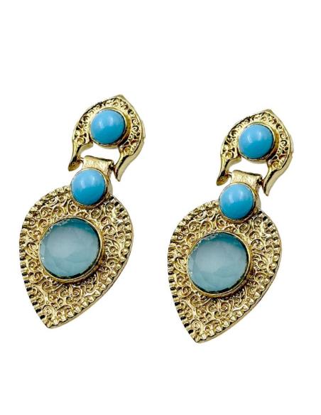 ELEGANTES PENDIENTES MUJER AZUL AGUAMARINA | MADRINA INVITADA