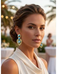 ELEGANTES PENDIENTES MUJER AZUL AGUAMARINA | MADRINA INVITADA 2