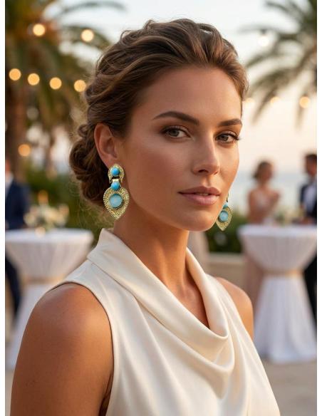 ELEGANTES PENDIENTES MUJER AZUL AGUAMARINA | MADRINA INVITADA