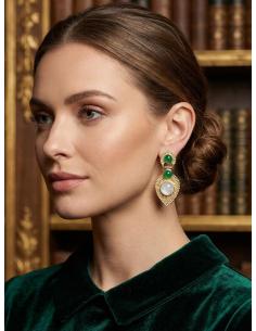 ELEGANTES PENDIENTES MUJER VERDE Y GRIS | MADRINA INVITADA 2