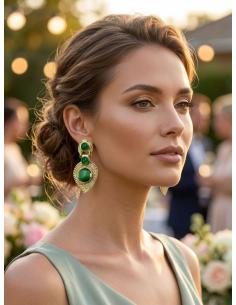 ELEGANTES PENDIENTES MUJER VERDE ESMERALDA | MADRINA INVITADA 2