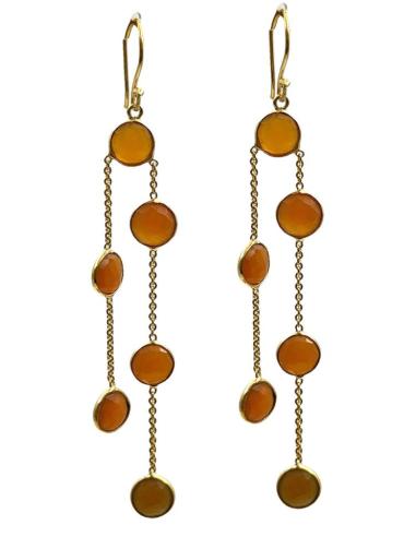 PENDIENTES NARANJAS LARGOS DE PIEDRA Y CADENAS | INVITADA BODA