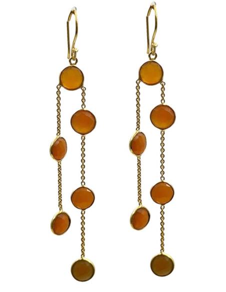 PENDIENTES NARANJAS LARGOS DE PIEDRA Y CADENAS | INVITADA BODA