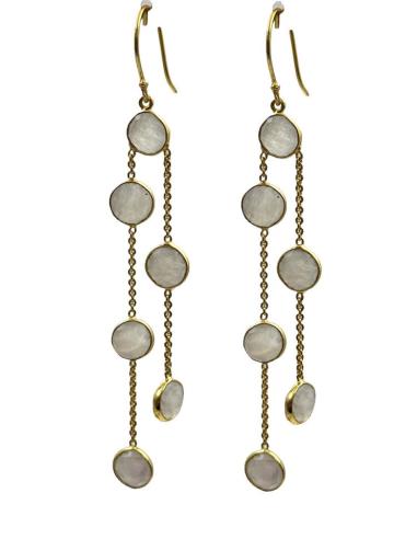 PENDIENTES BLANCOS LARGOS DE PIEDRA LUNA | INVITADA BODA