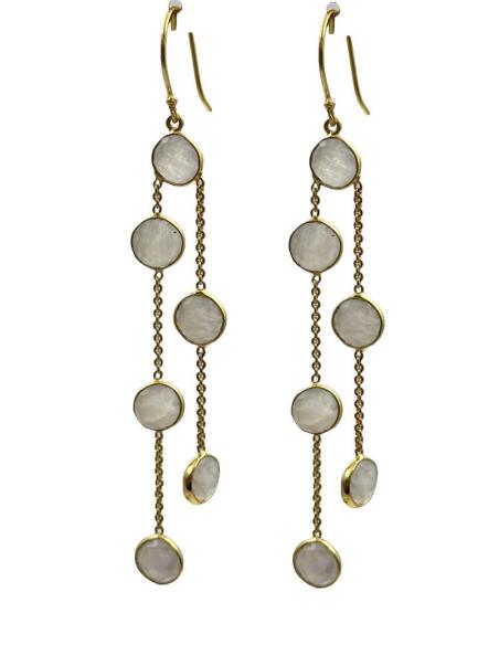 PENDIENTES BLANCOS LARGOS DE PIEDRA LUNA | INVITADA BODA
