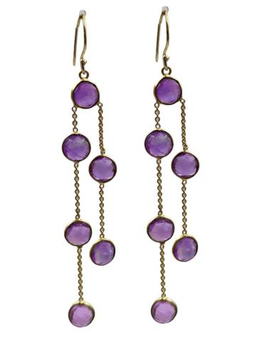 PENDIENTES MORADOS LARGOS DE PIEDRA AMATISTA | INVITADA BODA