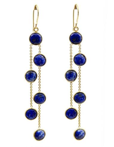 PENDIENTES AZUL MARINO LARGOS PIEDRA LAPISLAZULI | INVITADA BODA