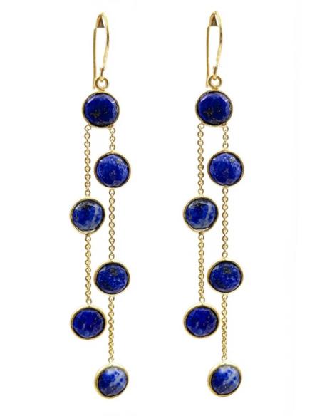 PENDIENTES AZUL MARINO LARGOS PIEDRA LAPISLAZULI | INVITADA BODA