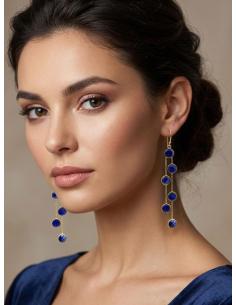 PENDIENTES AZUL MARINO LARGOS PIEDRA LAPISLAZULI | INVITADA BODA 2