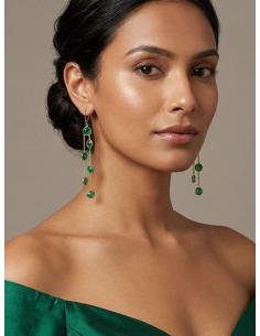 PENDIENTE BODA LARGO VERDE CON CADENAS | PIEDRA JADE 2