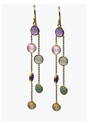 PENDIENTES LARGOS COLORIDOS PIEDRA Y CADENA | INVITADA BODA