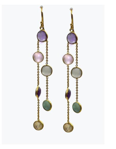 PENDIENTES LARGOS COLORIDOS PIEDRA Y CADENA | INVITADA BODA