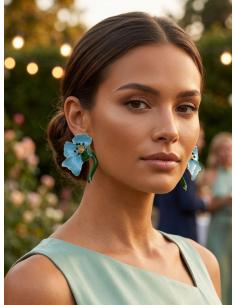 PENDIENTES BODA AZUL TURQUESA CLAVEL DE ESMALTE | INVITADA DIA NOCHE 2