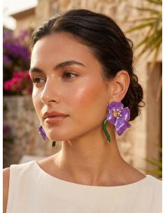 PENDIENTES BODA MORADOS CLAVEL DE ESMALTE | INVITADA DIA NOCHE 2