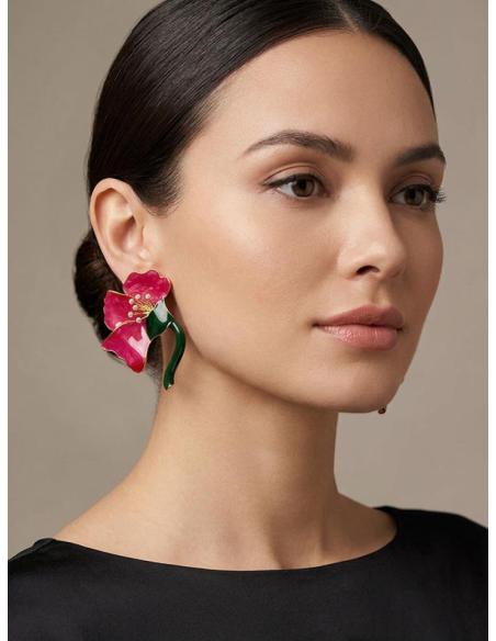 PENDIENTES CORAL PARA BODAS CLAVEL DE ESMALTE | INVITADA DIA NOCHE