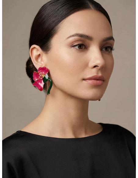 PENDIENTES CORAL PARA BODAS CLAVEL DE ESMALTE | INVITADA DIA NOCHE