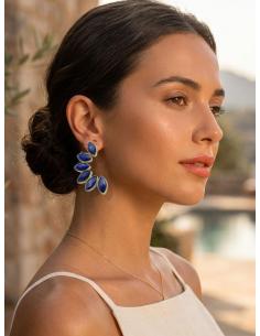 PENDIENTES BODA AZUL MARINO ABANICO DE PIEDRA | MADRINA INVITADA 2