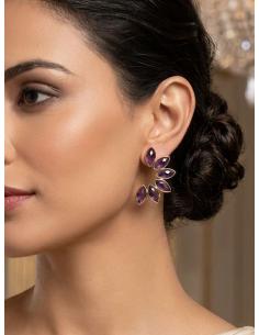 PENDIENTES BODA MORADO UVA ABANICO PEDRERIA | MADRINA INVITADA 2